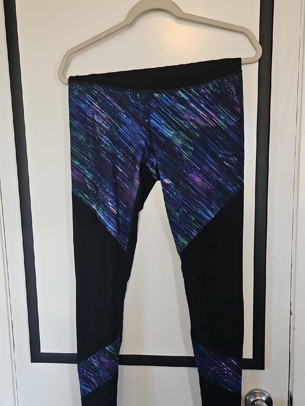 Champion Black Leggings with Blue and Purple Galaxy Stripe